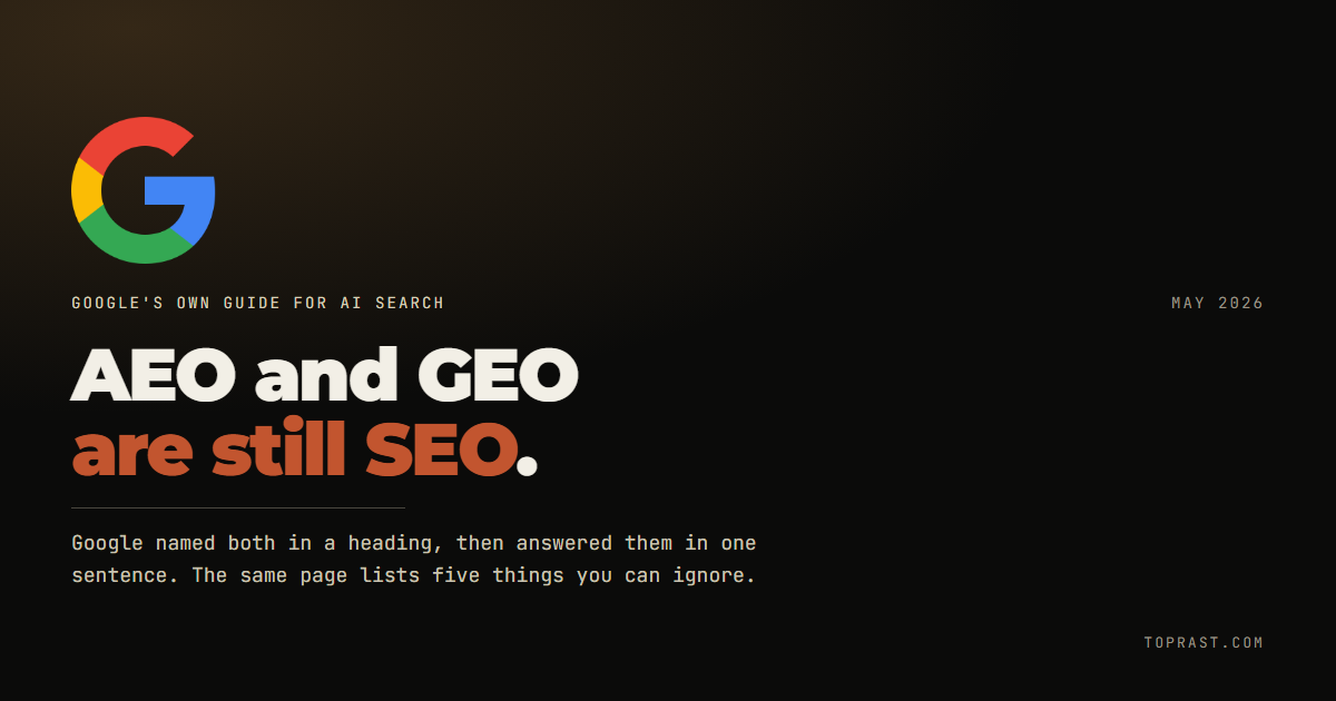 AEO and GEO are still SEO. Google listed 5 things to ignore.